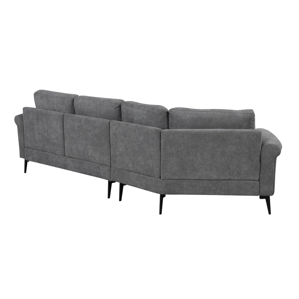 111 3 Seater Sofa Couch, Chenille Curved Sofa Couch with 2 Printed Pillows Modern Upholstered Sofa for Living Room