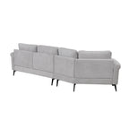 111 3 Seater Sofa Couch, Chenille Curved Sofa Couch with 2 Printed Pillows Modern Upholstered Sofa for Living Room