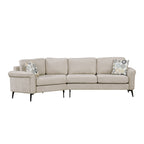 111 3 Seater Sofa Couch, Chenille Curved Sofa Couch with 2 Printed Pillows Modern Upholstered Sofa for Living Room