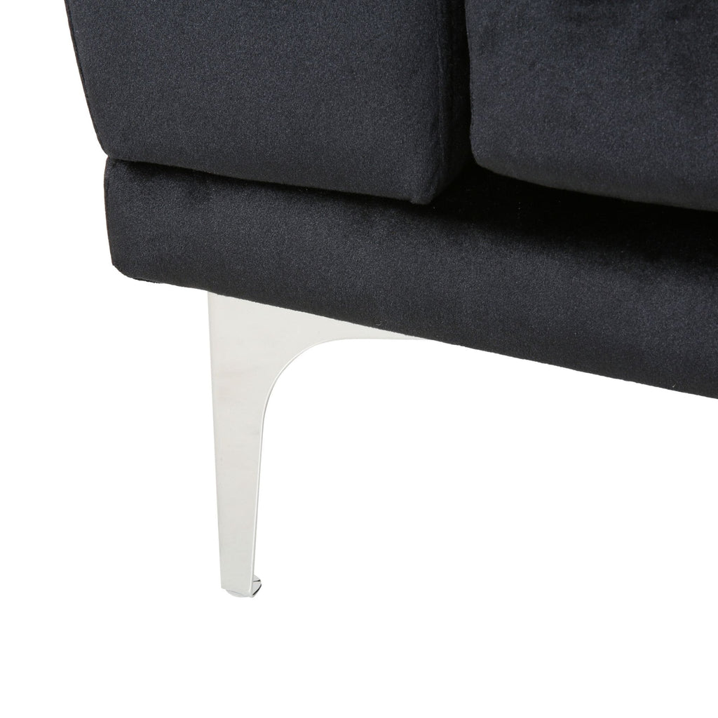 111 Velvet 4-Seater Sofa with Soft Cushions and Metal Silver Legs for Living Room