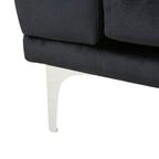 111 Velvet 4-Seater Sofa with Soft Cushions and Metal Silver Legs for Living Room