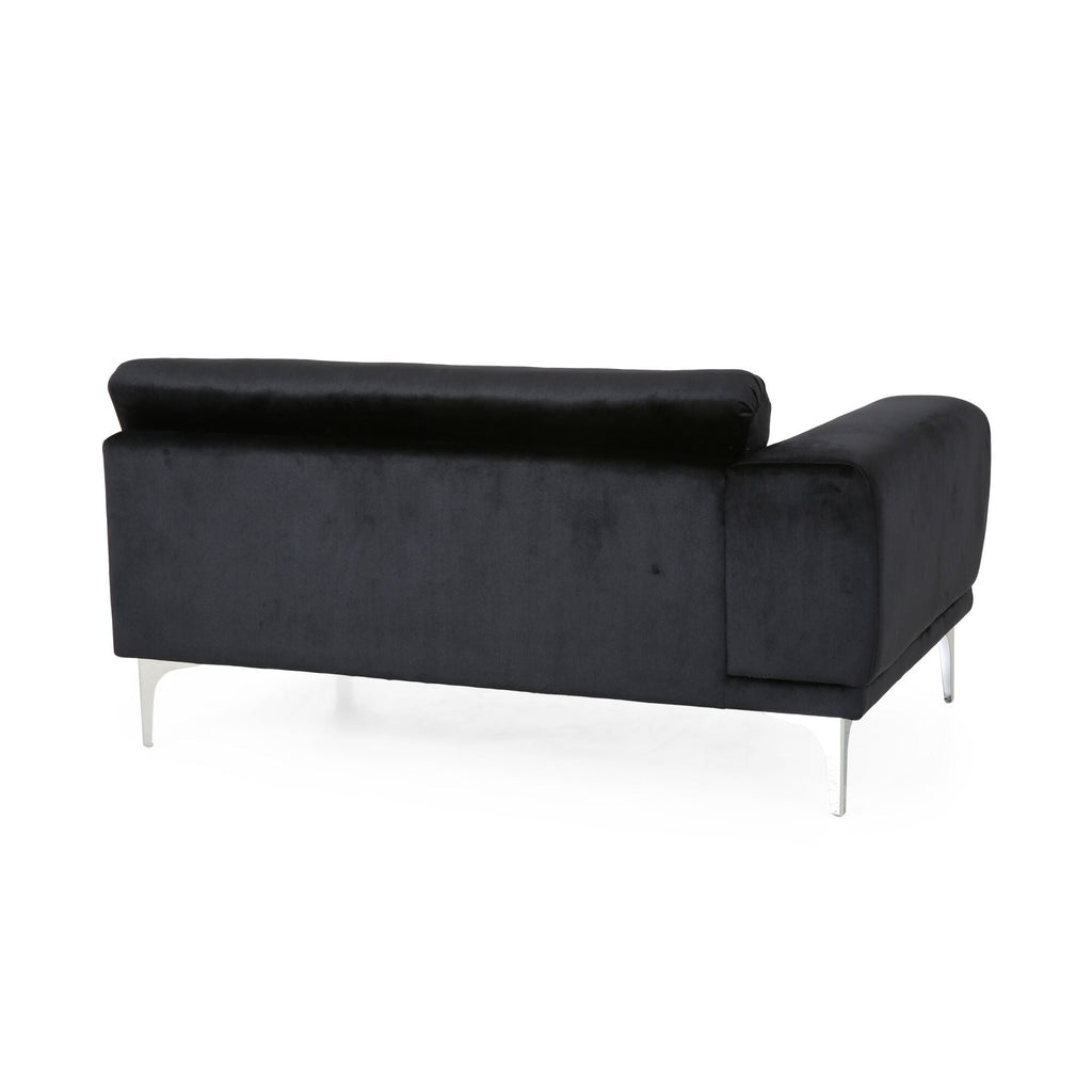 111 Velvet 4-Seater Sofa with Soft Cushions and Metal Silver Legs for Living Room
