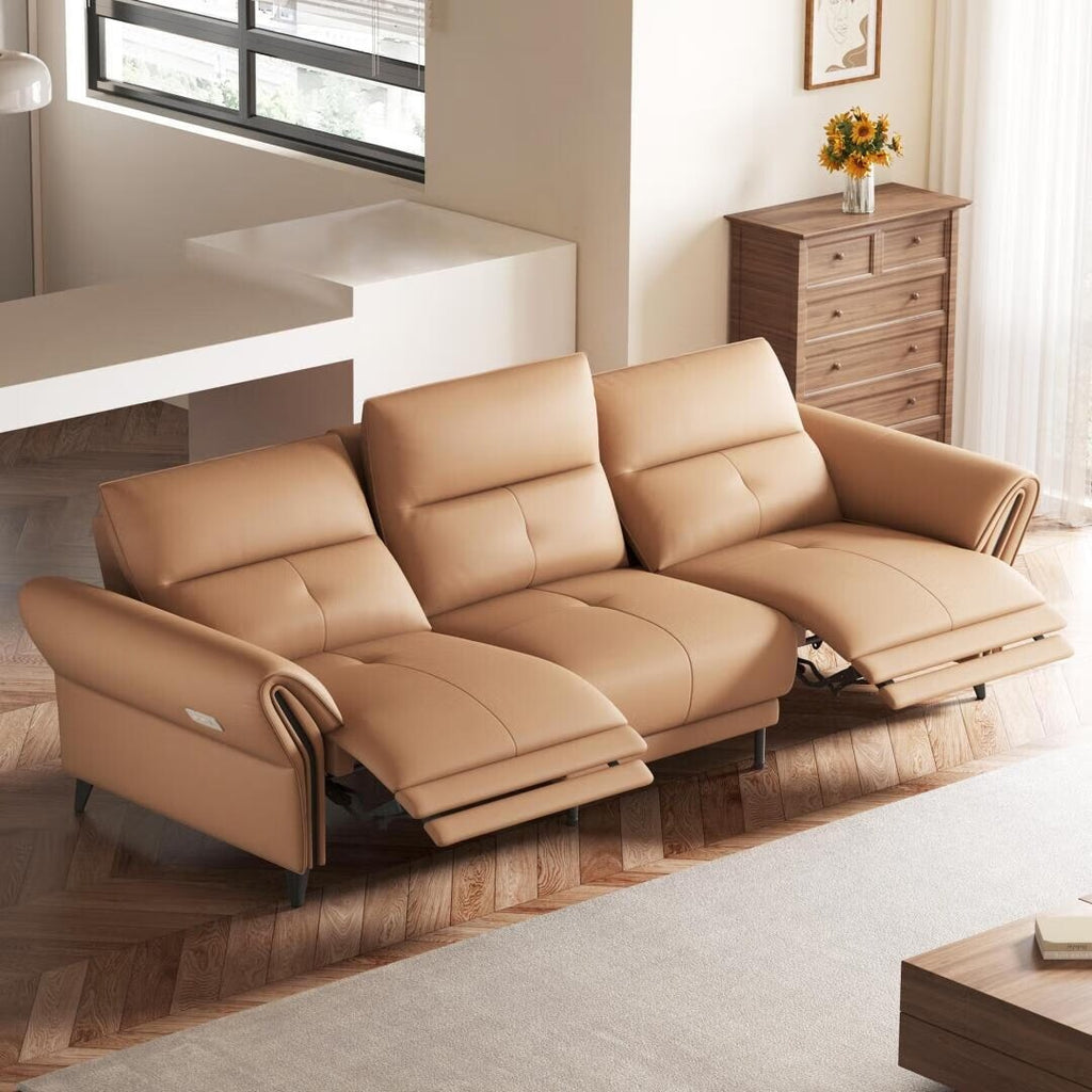 112.5'' Vegan Leather Power Reclining Sofa with USB Charging Port