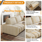 114 Wood 4-Seater Sofa with Solid Wood Frame, Stain-Resistant & Easy Clean, for Pet-Friendly Homes