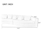 115.7 Pure Foam Modular Sofa, 2-Piece Set with 5 Cushions, 4-Seater, Chenille Jacquard Fabric, Curved Design