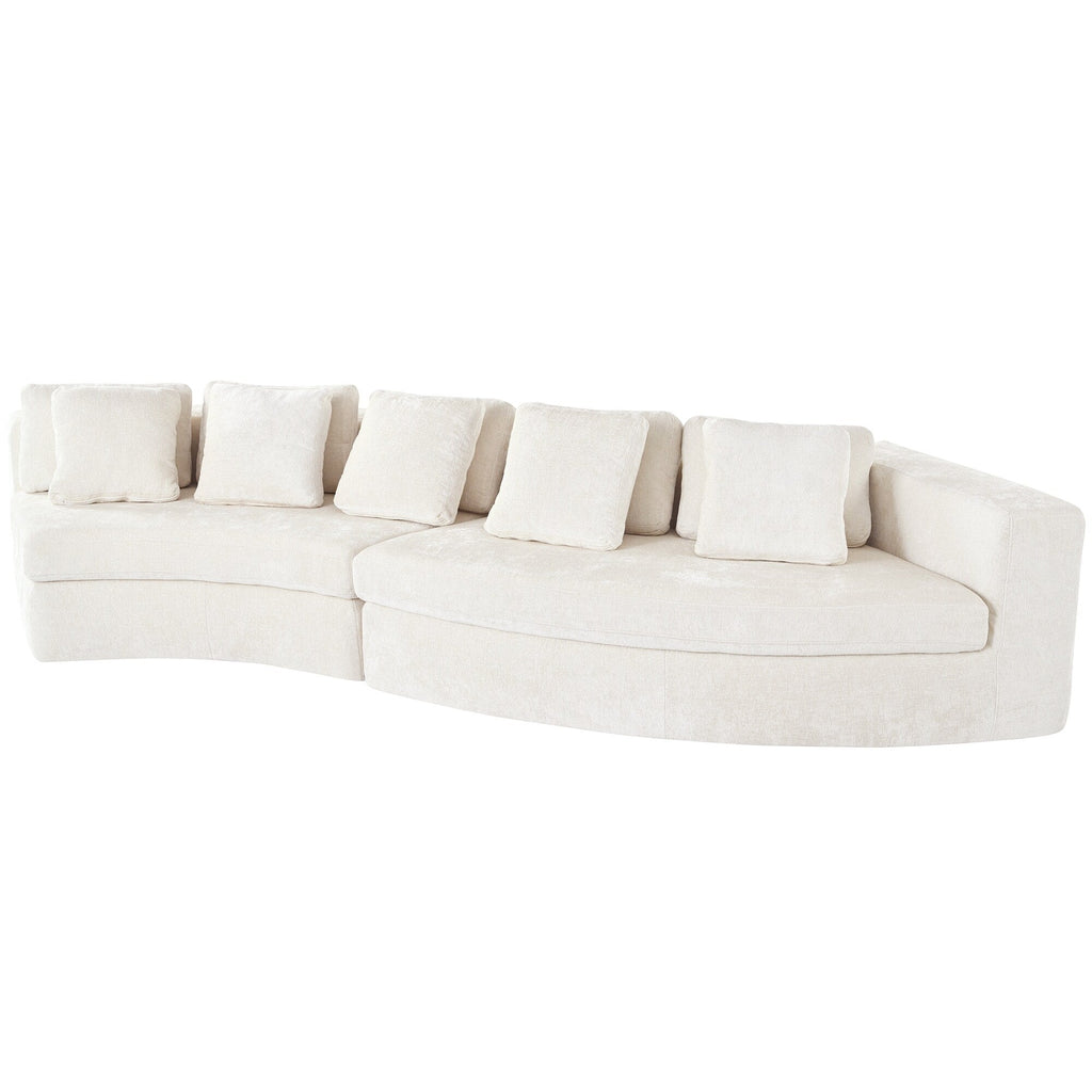 115.7 Pure Foam Modular Sofa, 2-Piece Set with 5 Cushions, 4-Seater, Chenille Jacquard Fabric, Curved Design