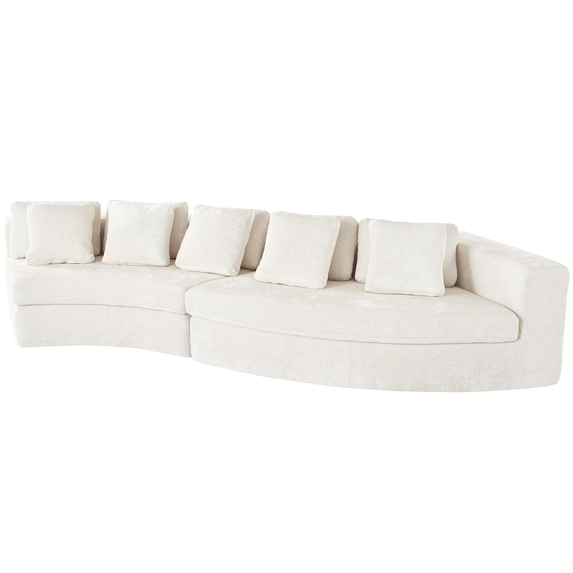 115.7 Pure Foam Modular Sofa, 2-Piece Set with 5 Cushions, 4-Seater, Chenille Jacquard Fabric, Curved Design