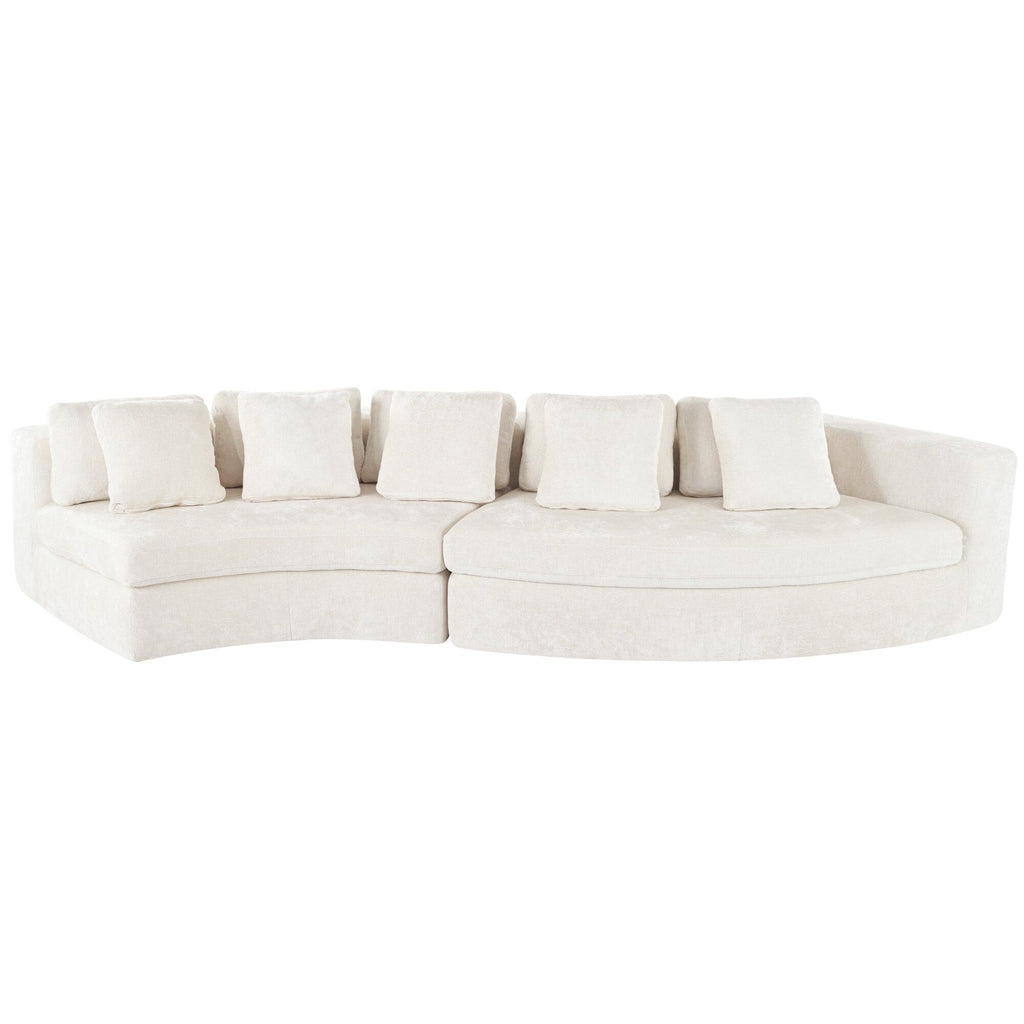 115.7 Pure Foam Modular Sofa, 2-Piece Set with 5 Cushions, 4-Seater, Chenille Jacquard Fabric, Curved Design