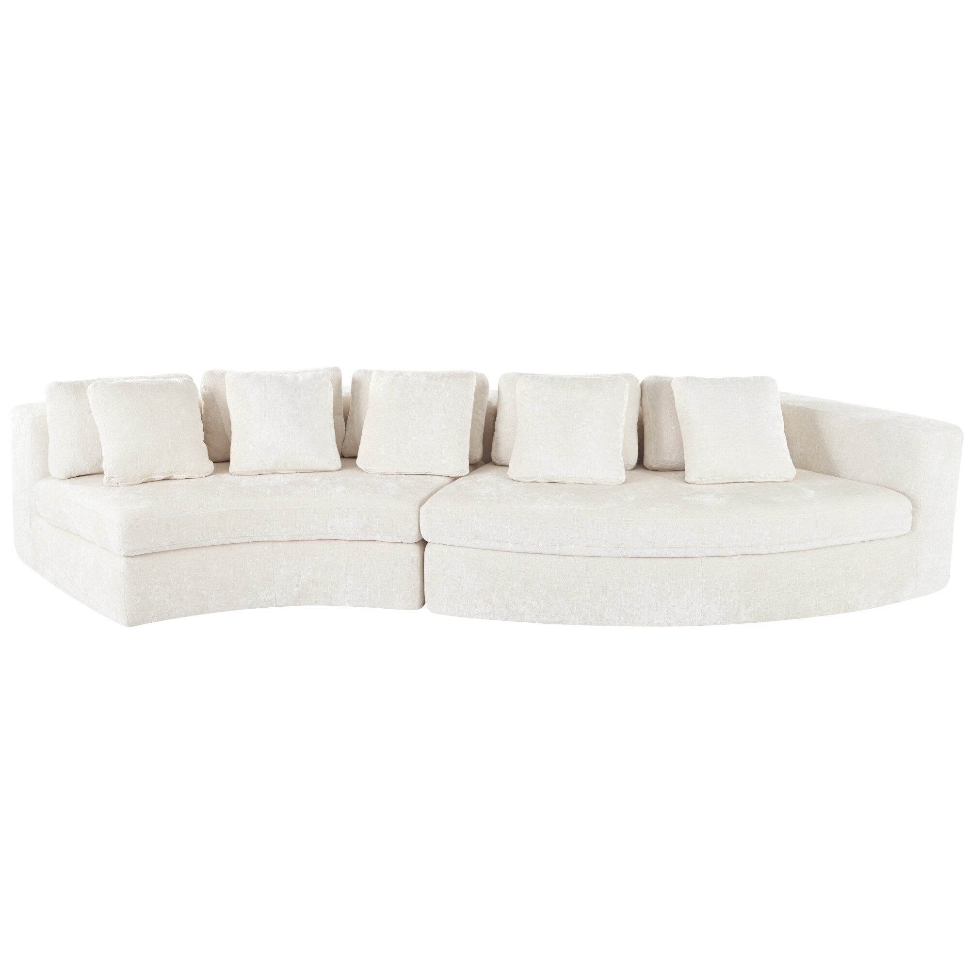 115.7 Pure Foam Modular Sofa, 2-Piece Set with 5 Cushions, 4-Seater, Chenille Jacquard Fabric, Curved Design