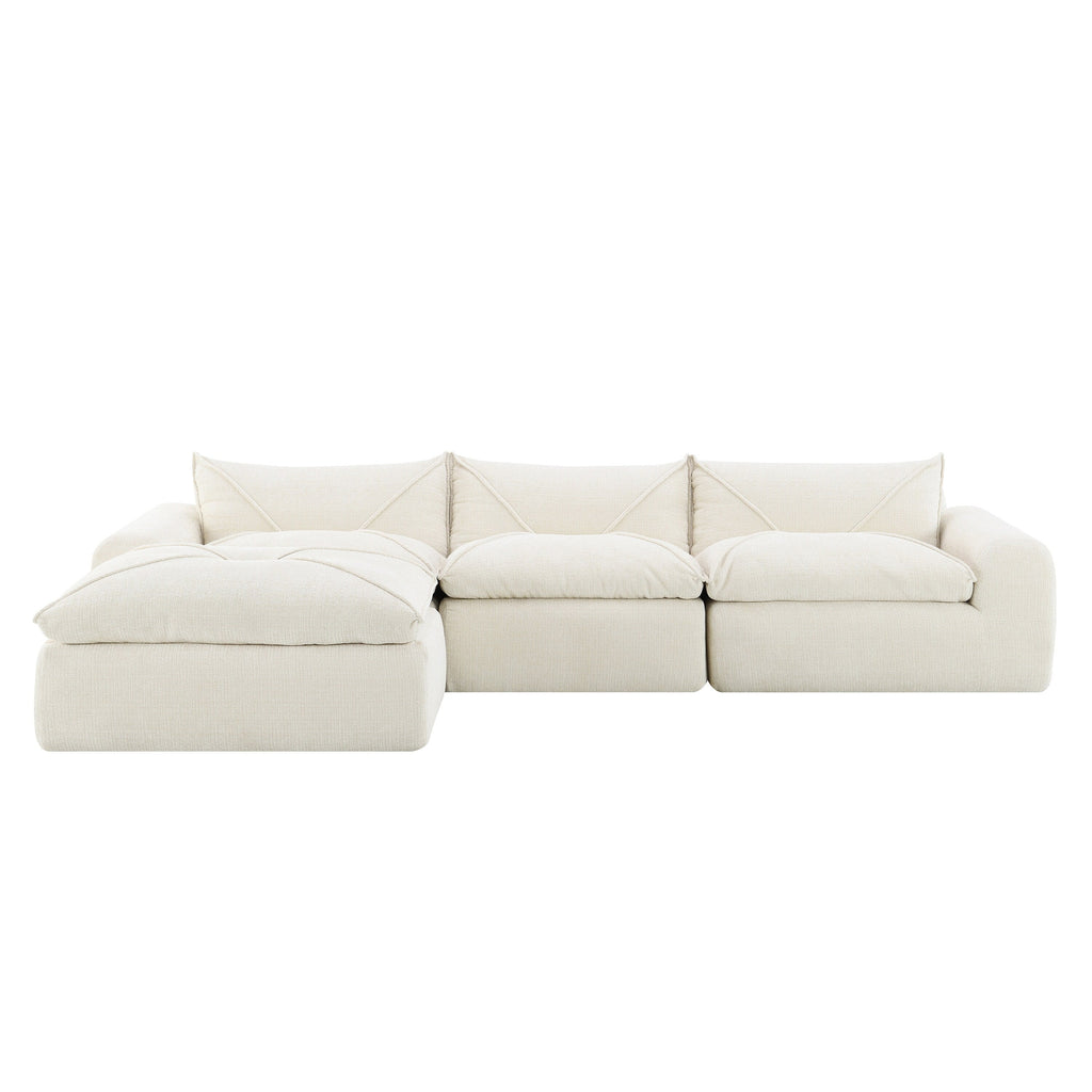 116'' Fully Compressed Sofa with High Density Foam, No Assembly Required, Legless Design without Frame