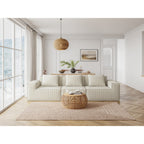 118 Inch Modular Convertible Sofa Bed 3 Seater White Corduroy Velvet