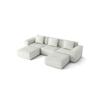 118 Inch Modular Convertible Sofa Bed 3-Seater with Footrests White Cloud Velvet