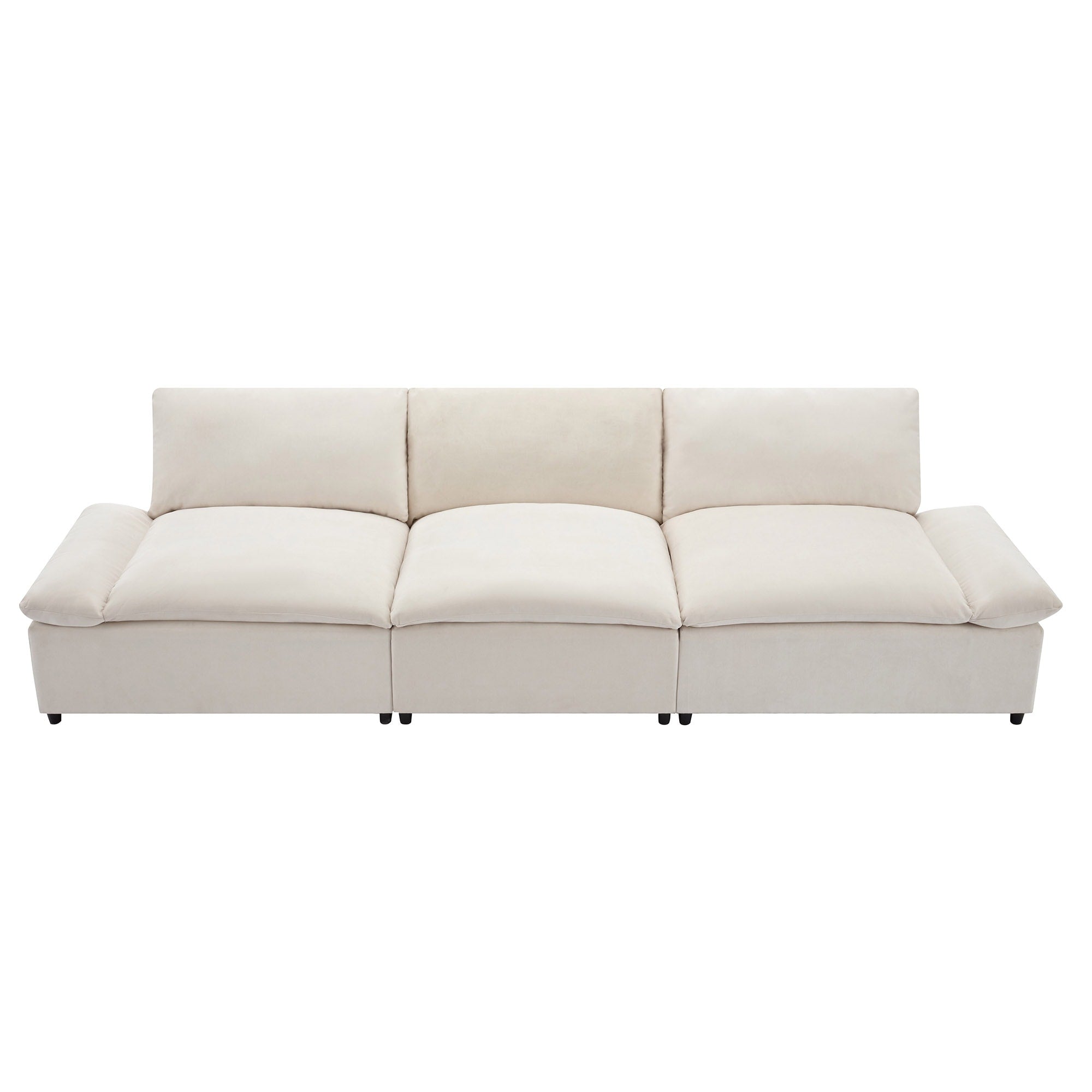 119.5 Large Polyester 3-seater Sofa with 2 Storage Units and Rubber Wood Legs for Living Room