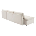 119.5 Large Polyester 3-seater Sofa with 2 Storage Units and Rubber Wood Legs for Living Room