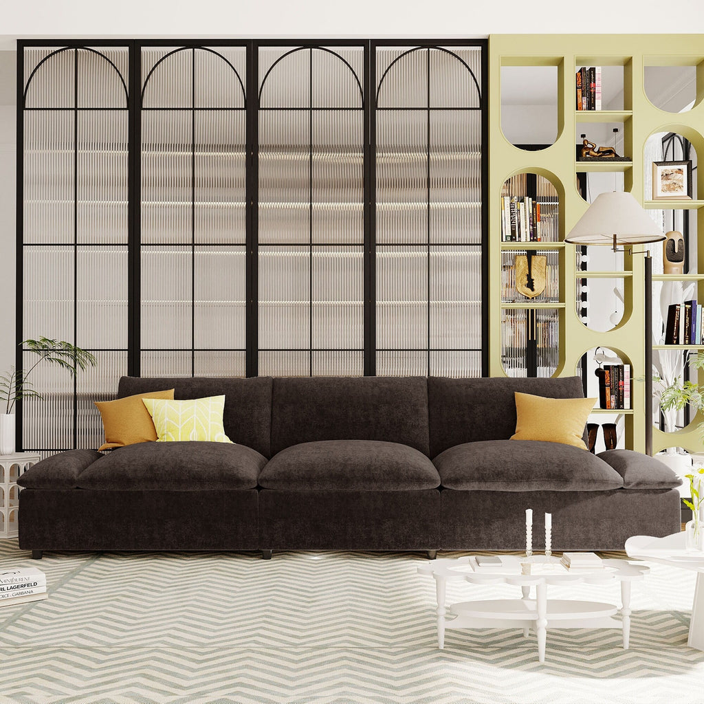 119.5 Large Polyester 3-seater Sofa with 2 Storage Units and Rubber Wood Legs for Living Room