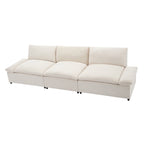 119.5 Large Polyester 3-seater Sofa with 2 Storage Units and Rubber Wood Legs for Living Room