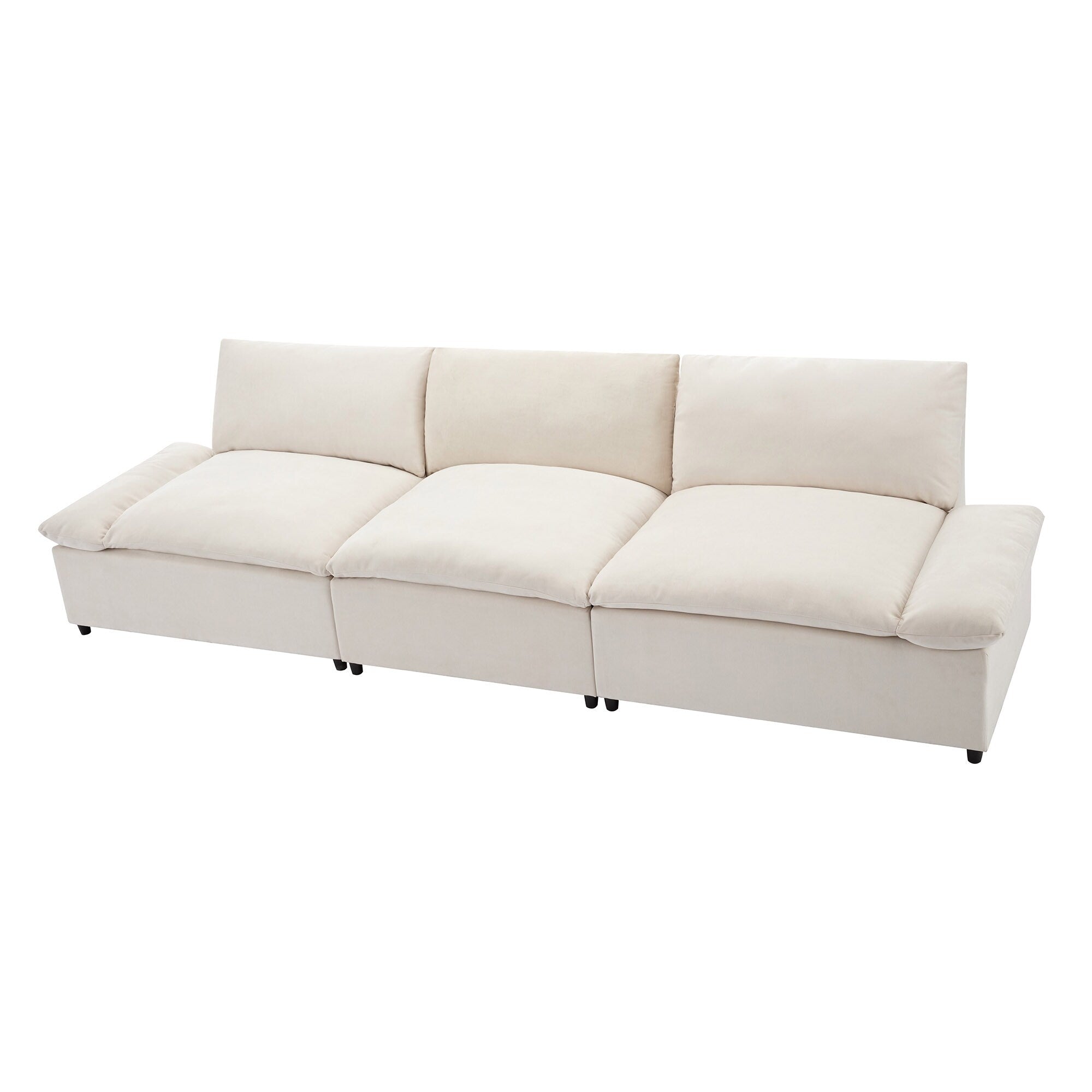 119.5 Large Polyester 3-seater Sofa with 2 Storage Units and Rubber Wood Legs for Living Room