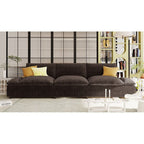 119.5 Large Polyester 3-seater Sofa with 2 Storage Units and Rubber Wood Legs for Living Room