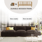 119.5 Large Polyester 3-seater Sofa with 2 Storage Units and Rubber Wood Legs for Living Room
