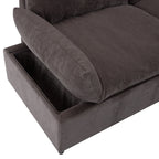 119.5 Large Polyester 3-seater Sofa with 2 Storage Units and Rubber Wood Legs for Living Room