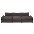 119.5 Large Polyester 3-seater Sofa with 2 Storage Units and Rubber Wood Legs for Living Room