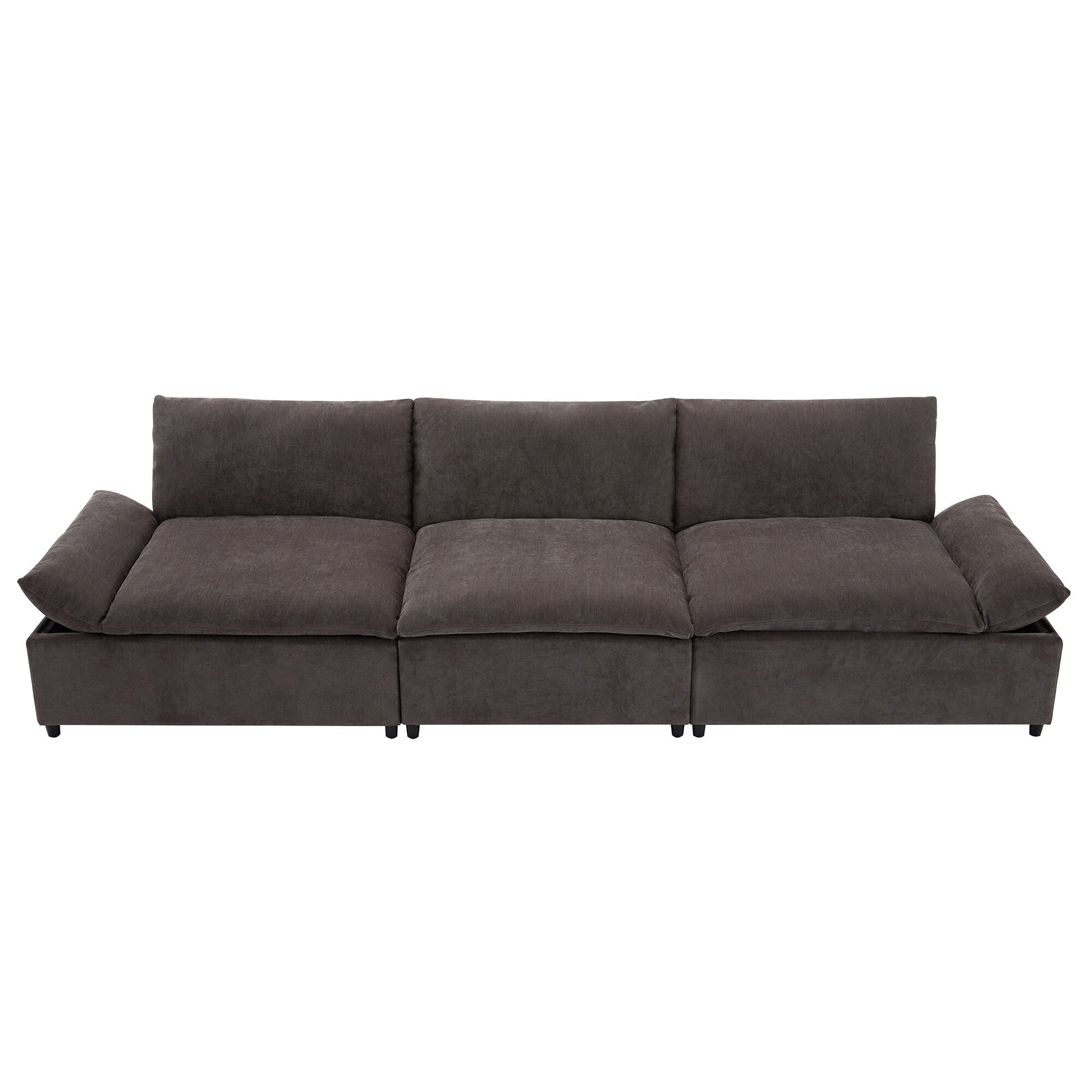 119.5 Large Polyester 3-seater Sofa with 2 Storage Units and Rubber Wood Legs for Living Room