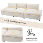 119.5 Large Polyester 3-seater Sofa with 2 Storage Units and Rubber Wood Legs for Living Room