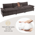 119.5 Large Polyester 3-seater Sofa with 2 Storage Units and Rubber Wood Legs for Living Room
