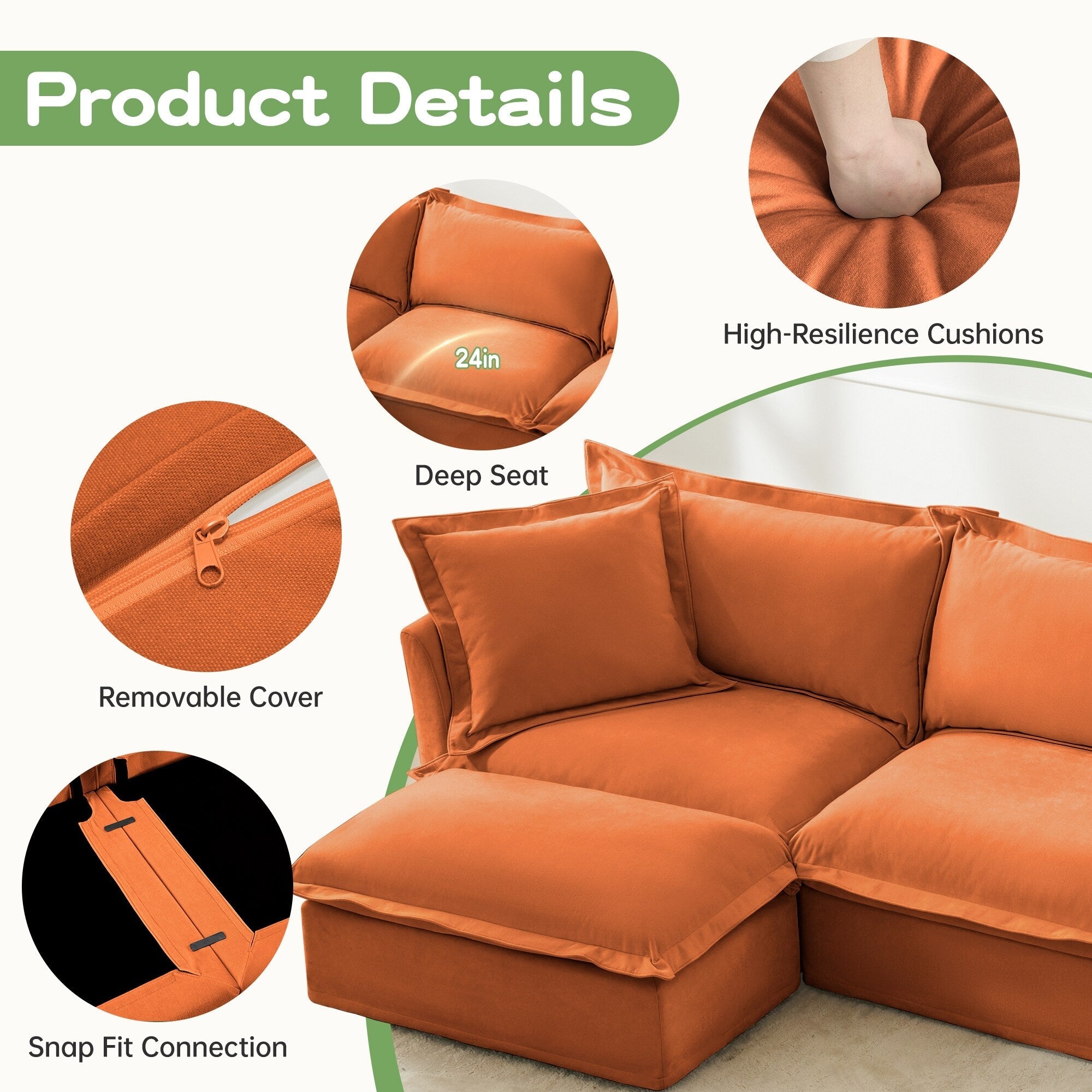 120 Chenille 4-Seater Sofa with Soft Multiple Big Pillows for living room and bedroom