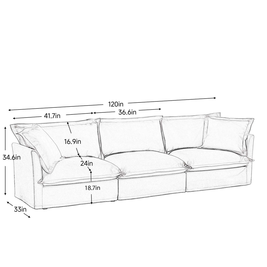 120 Chenille 4-Seater Sofa with Soft Multiple Big Pillows for living room and bedroom