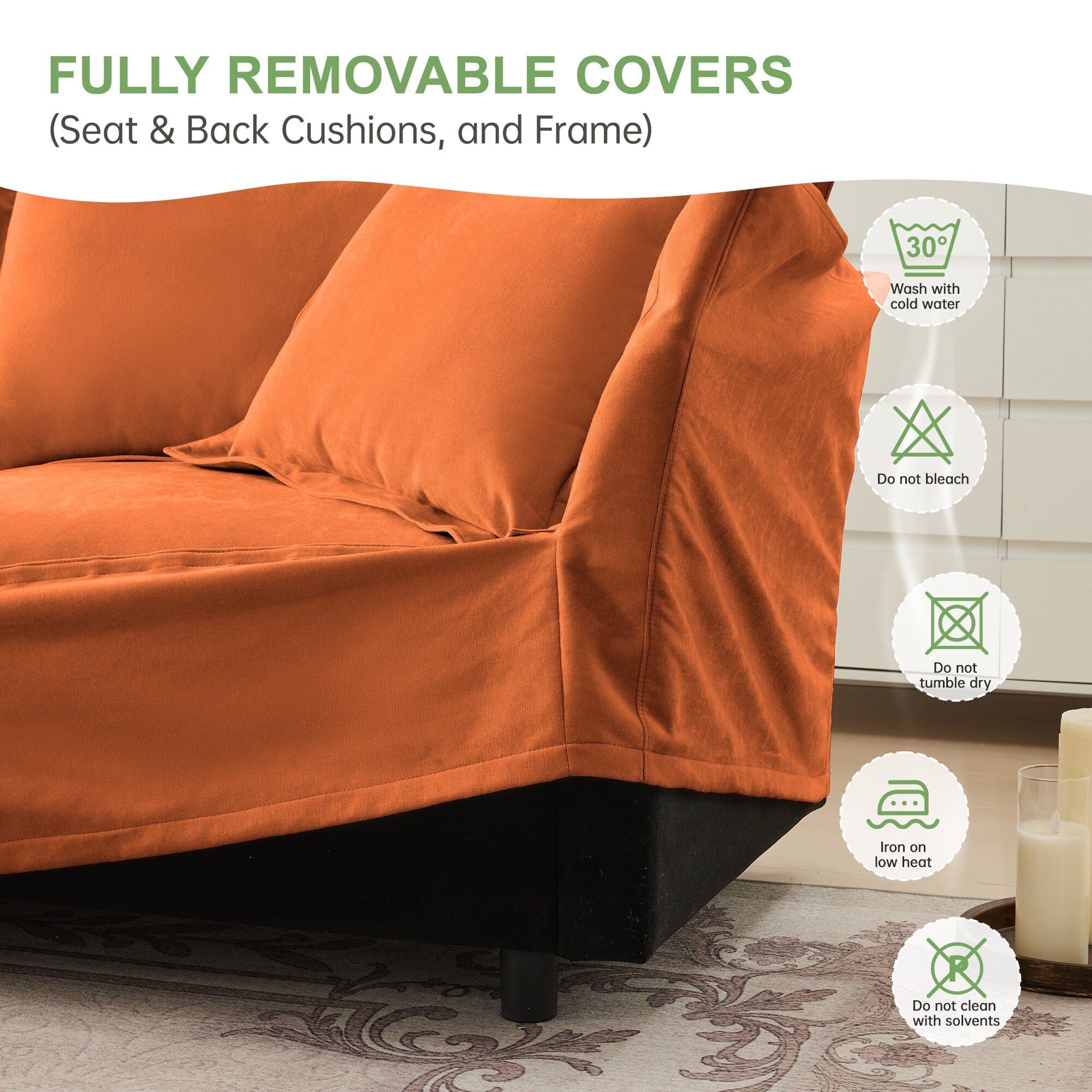 120 Chenille 4-Seater Sofa with Soft Multiple Big Pillows for living room and bedroom