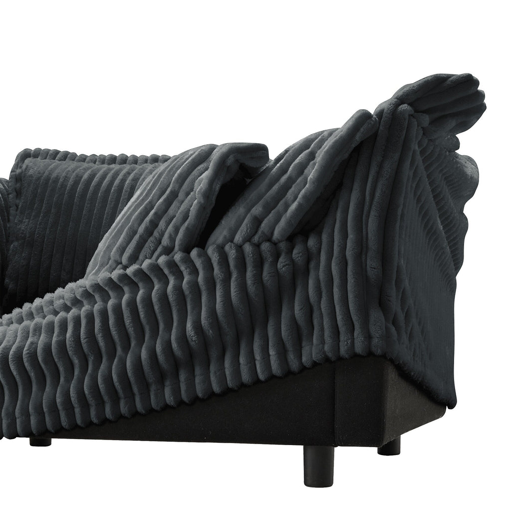 120 Corduroy 4-Seater Sofa with Soft Multiple Big Pillows for living room and bedroom