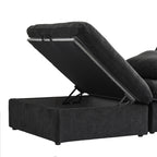 120 L-shaped Modern Sectional Sofa Linen Modular Sofa Couch with Storage Ottoman