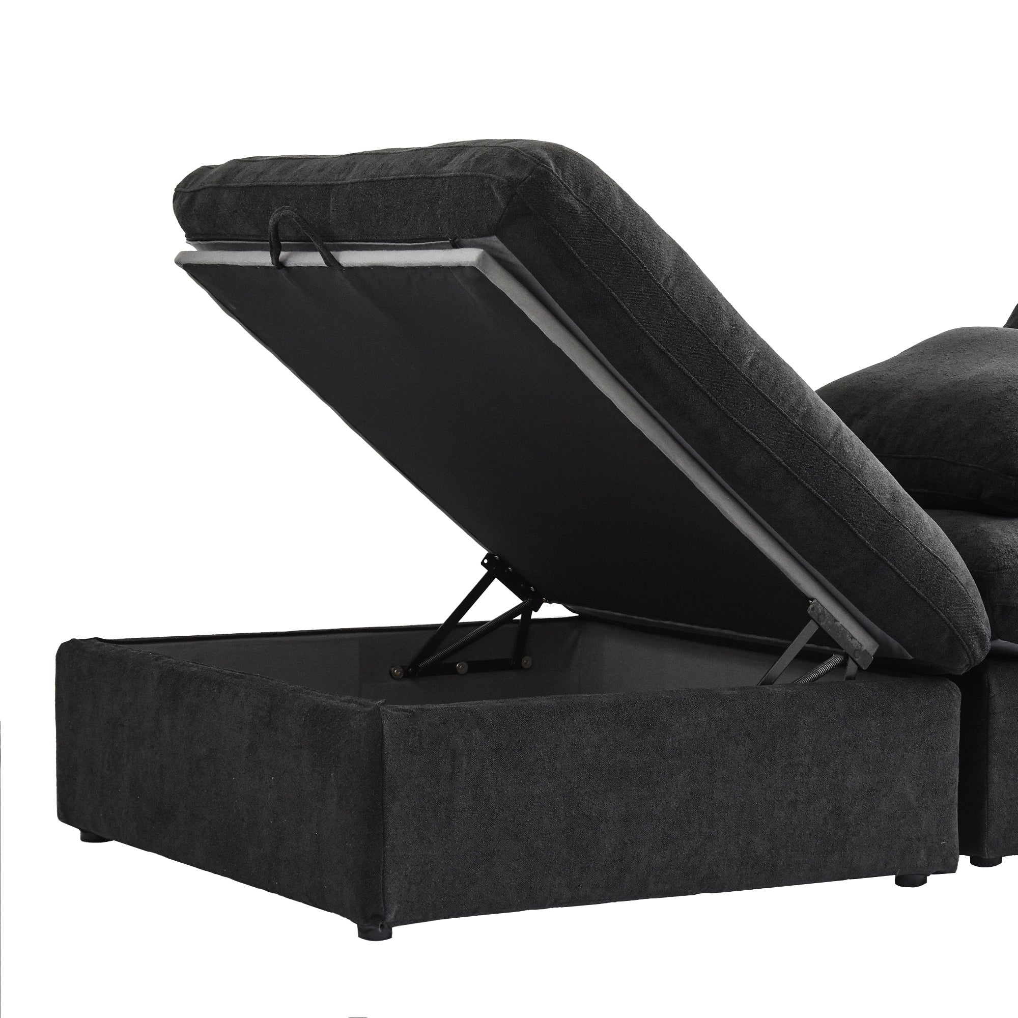 120 L-shaped Modern Sectional Sofa Linen Modular Sofa Couch with Storage Ottoman
