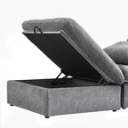 120 L-shaped Modern Sectional Sofa Linen Modular Sofa Couch with Storage Ottoman