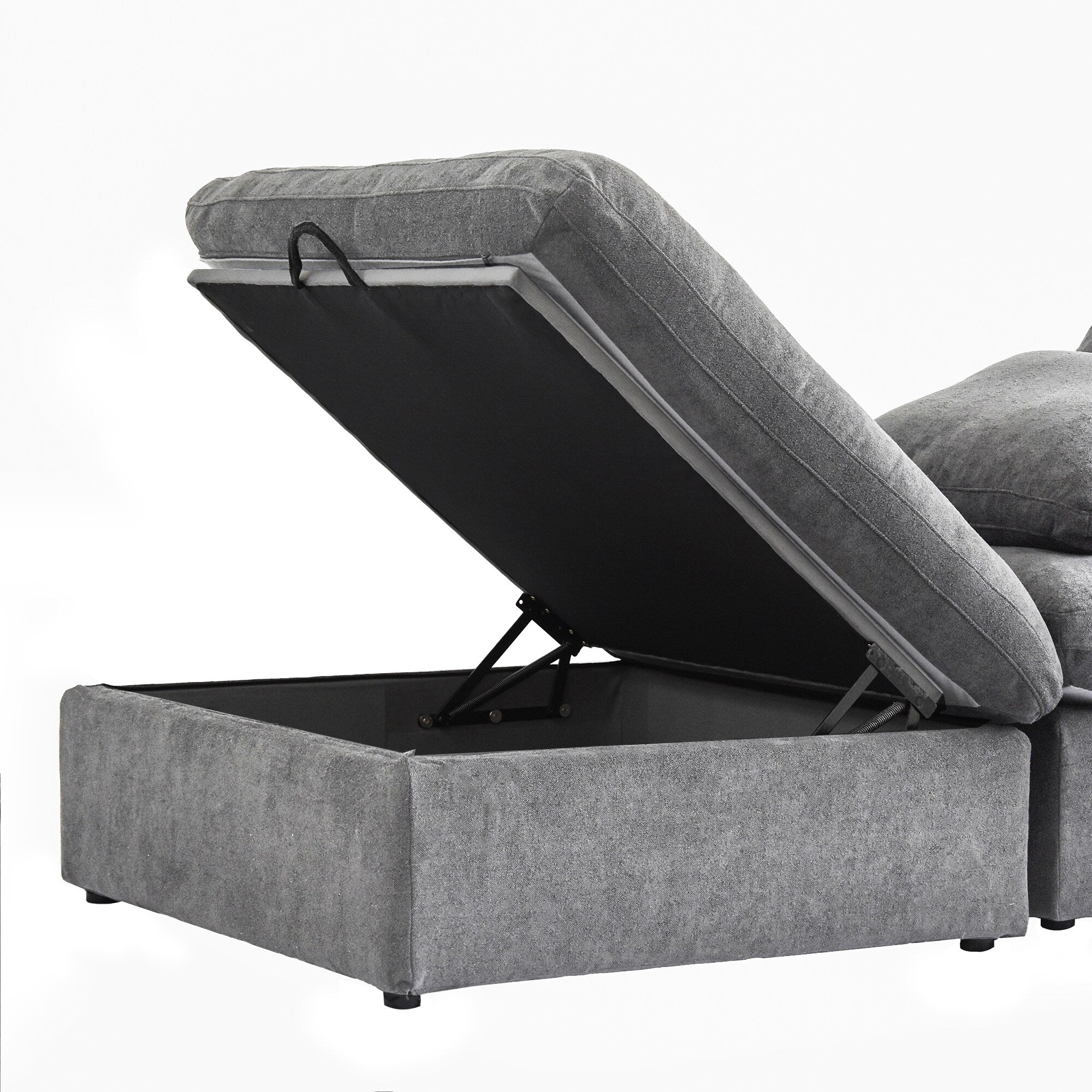120 L-shaped Modern Sectional Sofa Linen Modular Sofa Couch with Storage Ottoman