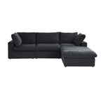 120 L-shaped Modern Sectional Sofa Linen Modular Sofa Couch with Storage Ottoman