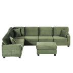 125'' Corduroy U-shaped Sectional Sofa with Movable Ottoman