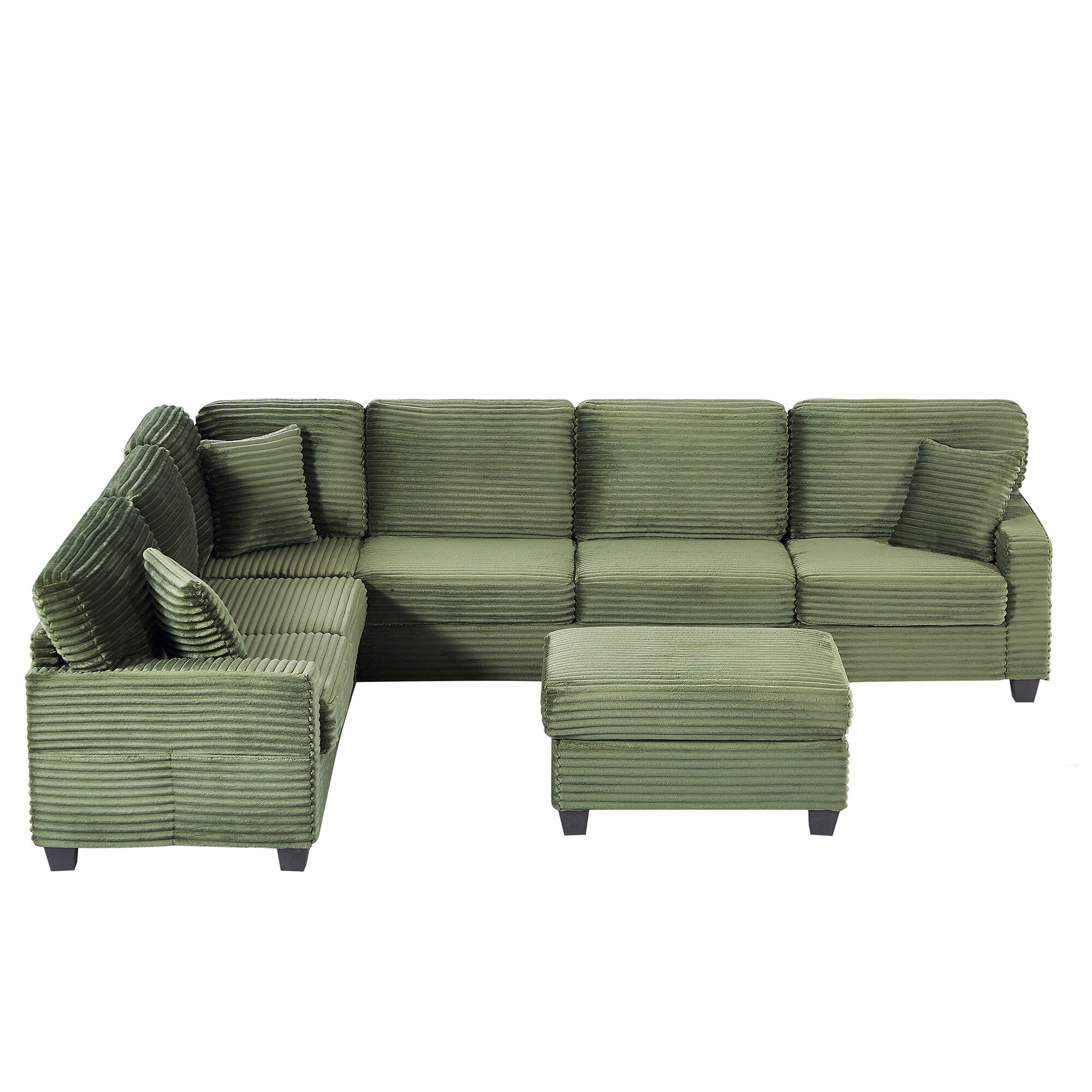 125'' Corduroy U-shaped Sectional Sofa with Movable Ottoman