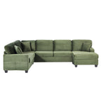 125'' Corduroy U-shaped Sectional Sofa with Movable Ottoman