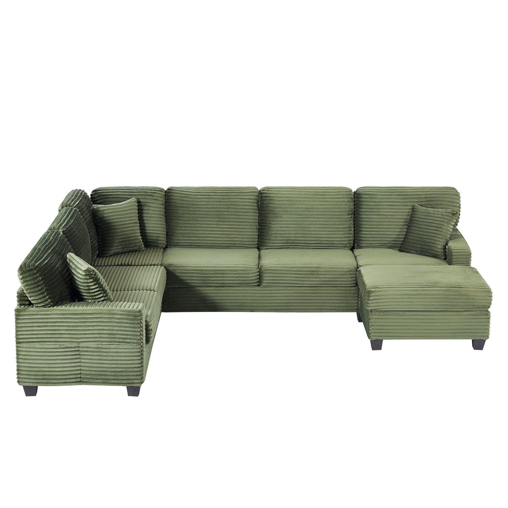 125'' Corduroy U-shaped Sectional Sofa with Movable Ottoman