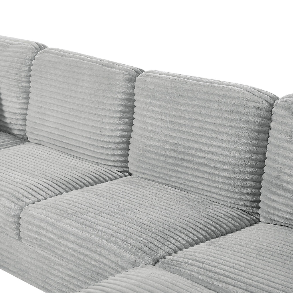 125'' Corduroy U-shaped Sectional Sofa with Movable Ottoman