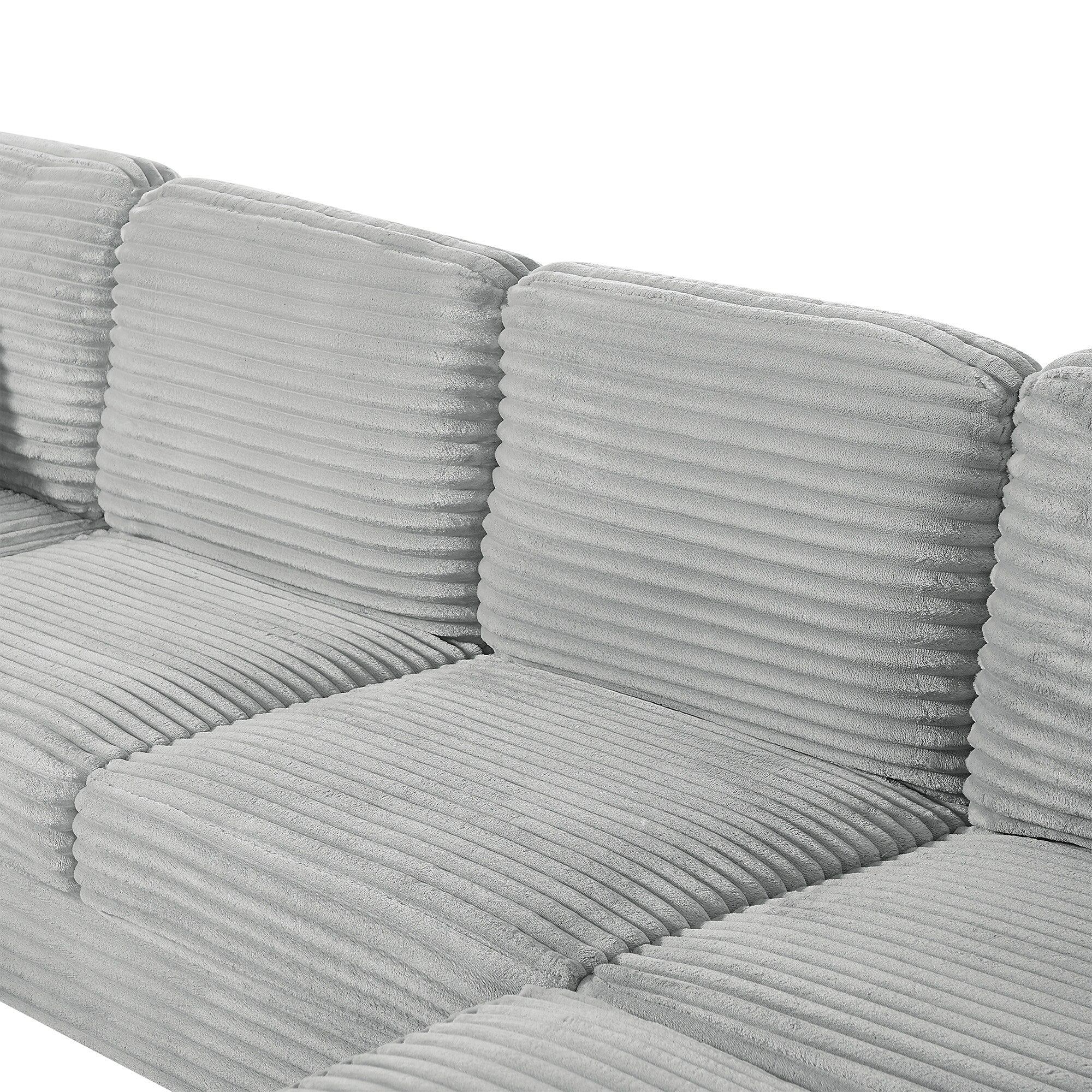 125'' Corduroy U-shaped Sectional Sofa with Movable Ottoman