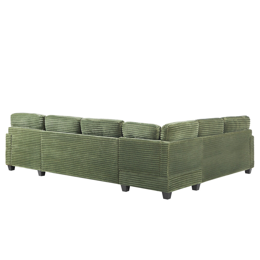 125'' Corduroy U-shaped Sectional Sofa with Movable Ottoman