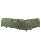 125'' Corduroy U-shaped Sectional Sofa with Movable Ottoman