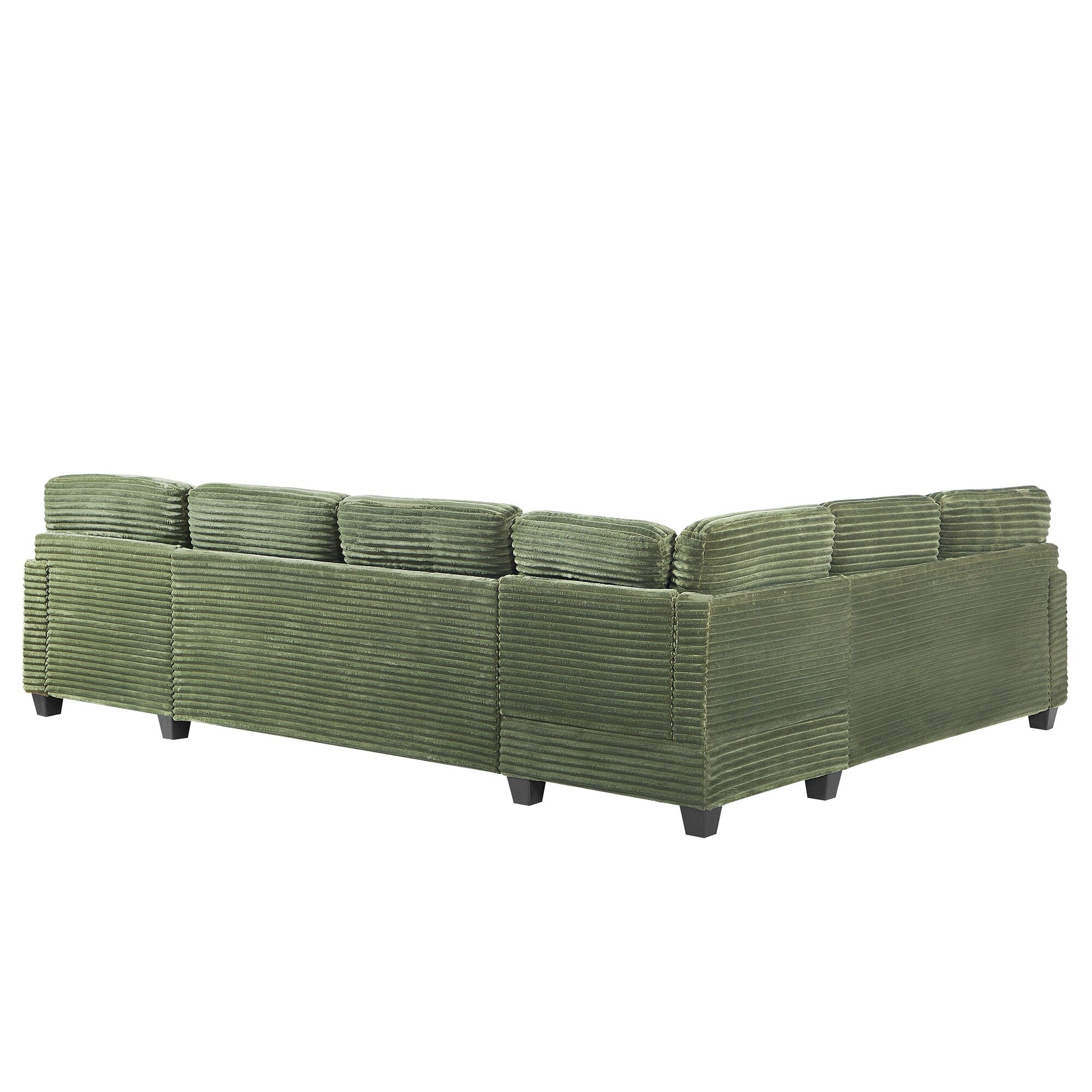 125'' Corduroy U-shaped Sectional Sofa with Movable Ottoman