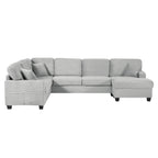 125'' Corduroy U-shaped Sectional Sofa with Movable Ottoman
