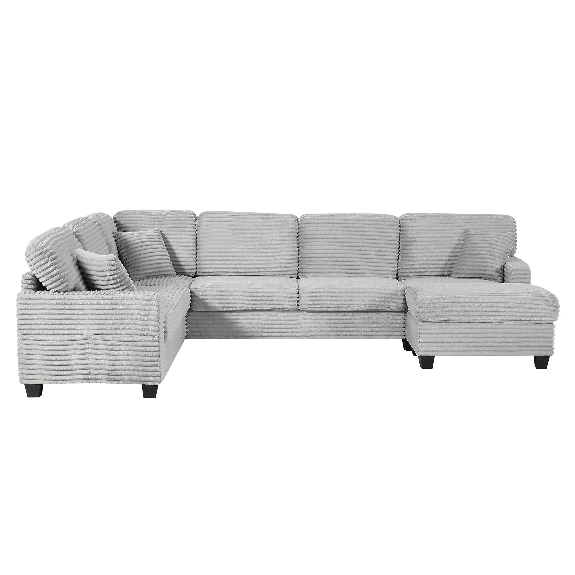 125'' Corduroy U-shaped Sectional Sofa with Movable Ottoman
