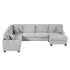 125'' Corduroy U-shaped Sectional Sofa with Movable Ottoman