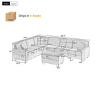 125'' Corduroy U-shaped Sectional Sofa with Movable Ottoman